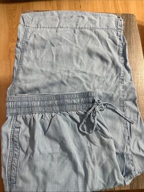 Lane Bryant Light Blue Lyocell Drawstring Wide Leg Crops Sz 22/24